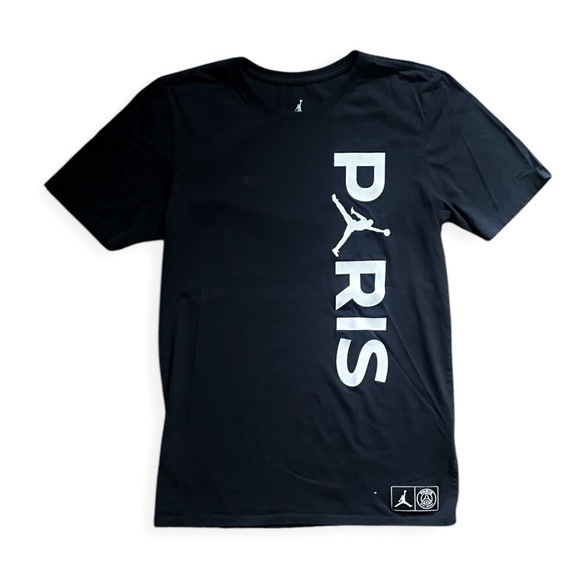 JORDAN X PARIS SAINT-GERMAIN WORDMARK TEE, Black & White, sz Small - Picture 7 of 12